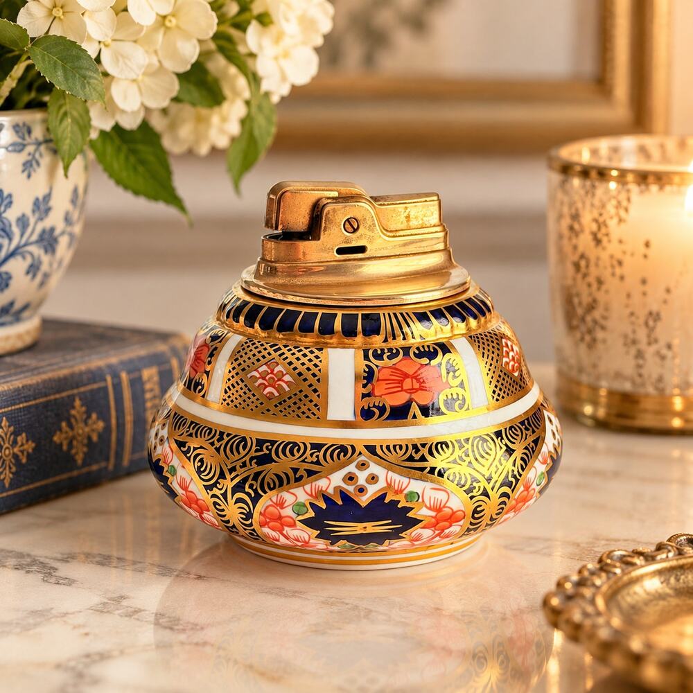 Royal Crown Derby Ronson Table Lighter Imari Bone China England